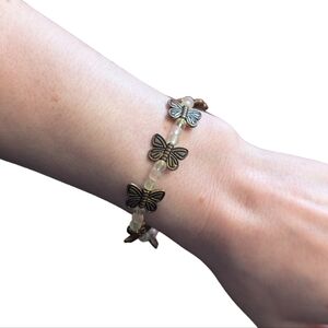 Bronze and Beaded Butterfly Bracelet